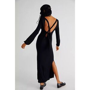 Free People Beach Luna Midi Dress Size SIZE XS Black Ribbed Maxi Dress